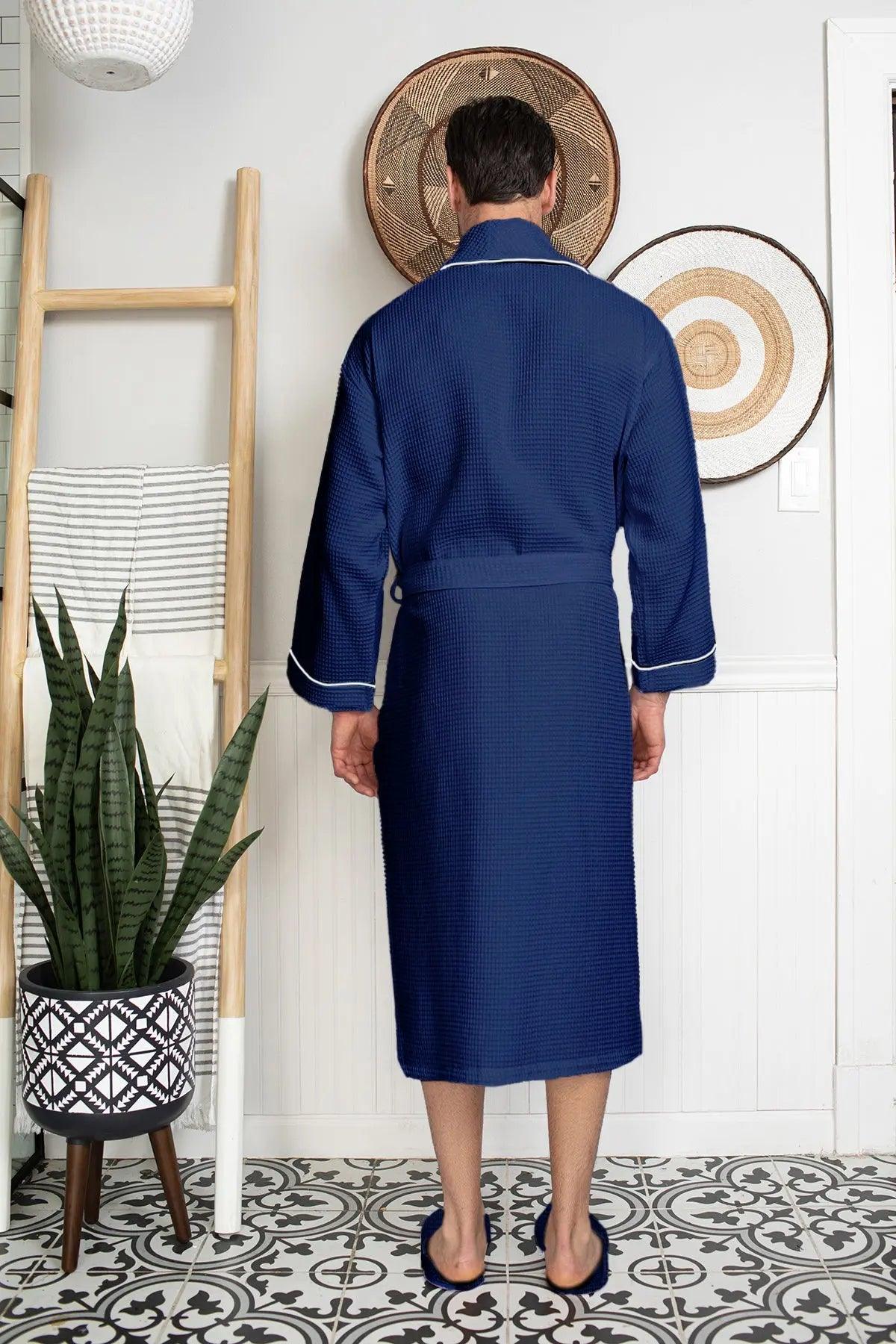 Premium Waffle Piping Robe for Men