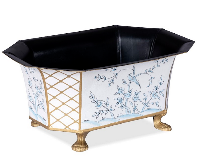 Ivory & Blue Octagon Planter