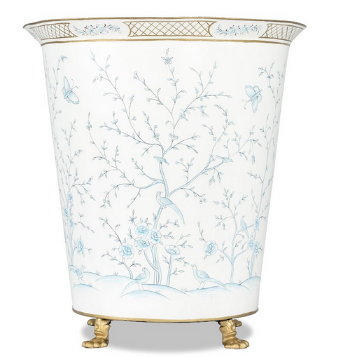 Ivory & Blue Chinoiserie Footed Floor Planter