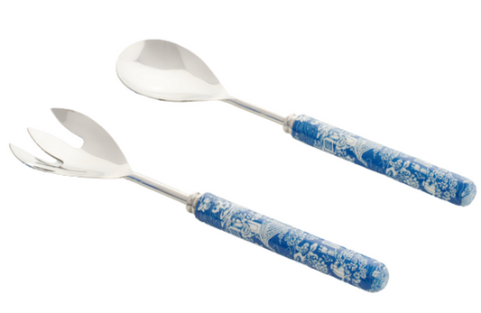 Blue Pagoda Enameled Salad Servers