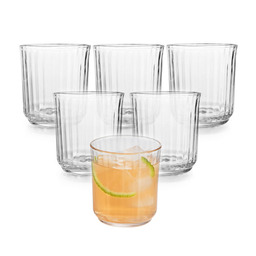 Libbey Paneled Double Old Fashioned Rocks Glasses, 11.2 ounce, Set of 6