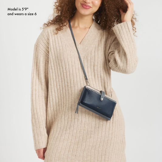 Iris Smartphone Wallet - Leather - Dusty Blue Block