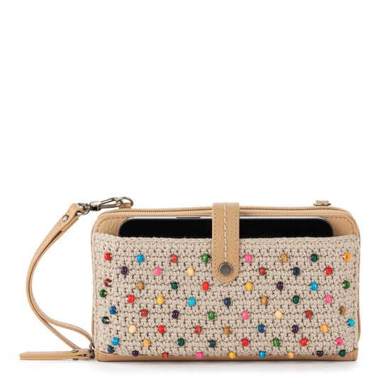 Iris Smartphone Wallet - Hand Crochet - Ecru Multi Beads