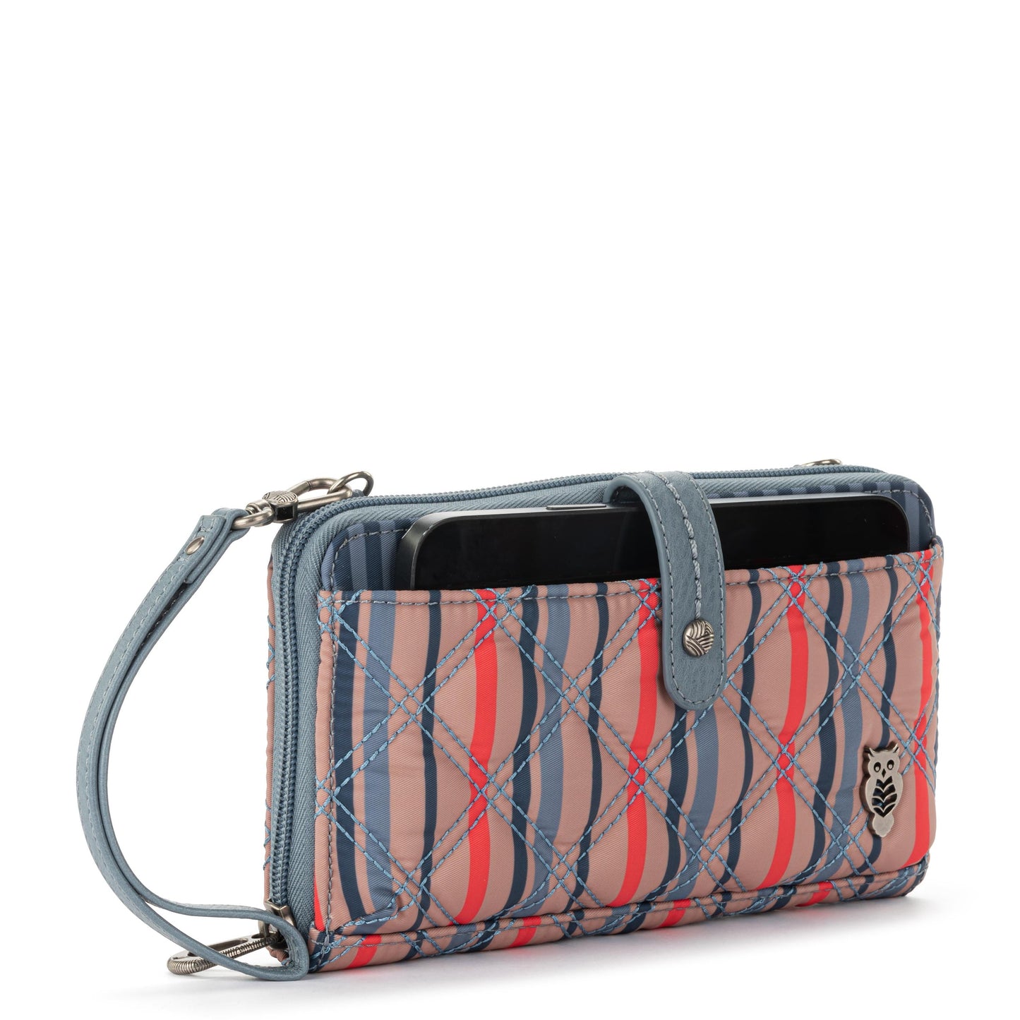 Smartphone Wallet - EcoTwill - Vintage Multi Stripe Diamond Quilted