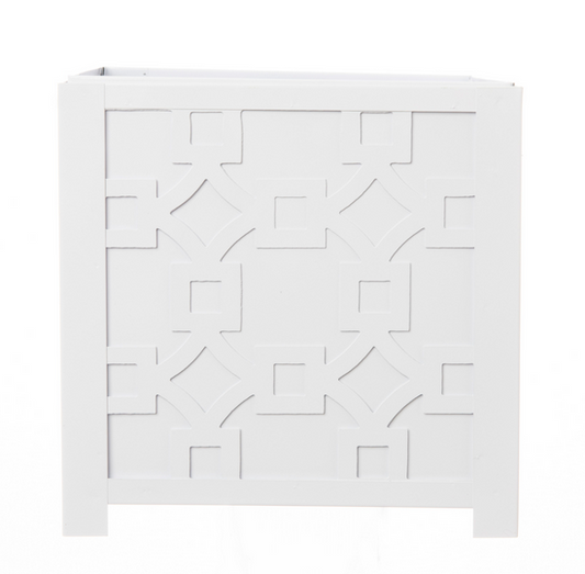 White Fretwork Planter