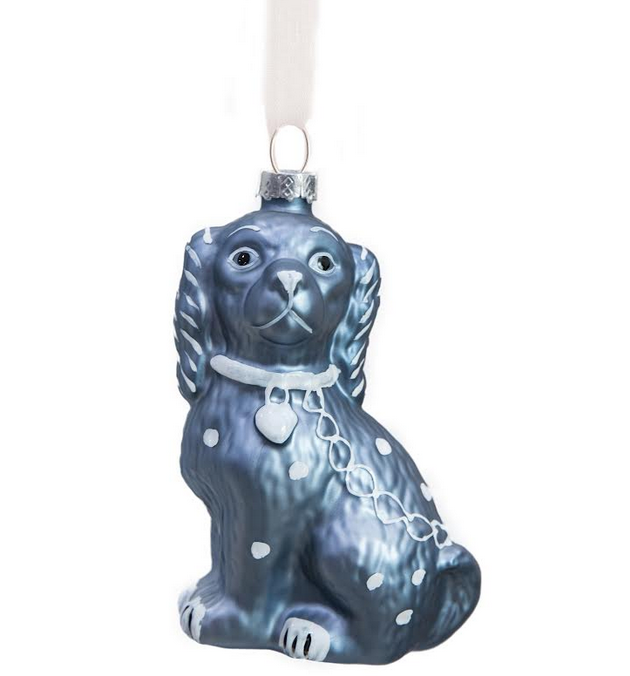 Solid Blue Staffordshire Dog Gift Topper