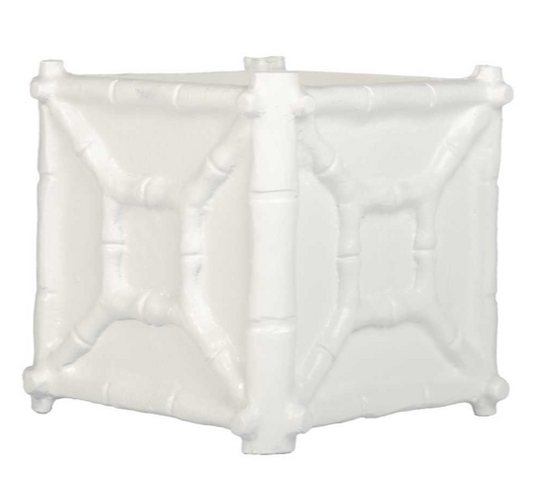 White Rustic Bamboo Box Planter