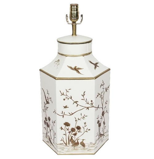 Ivory & Gold Hexagon Lamp