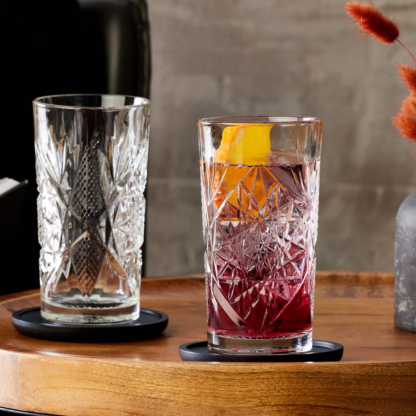 Libbey Hobstar Cooler Glasses, 16 ounce, Set of 4