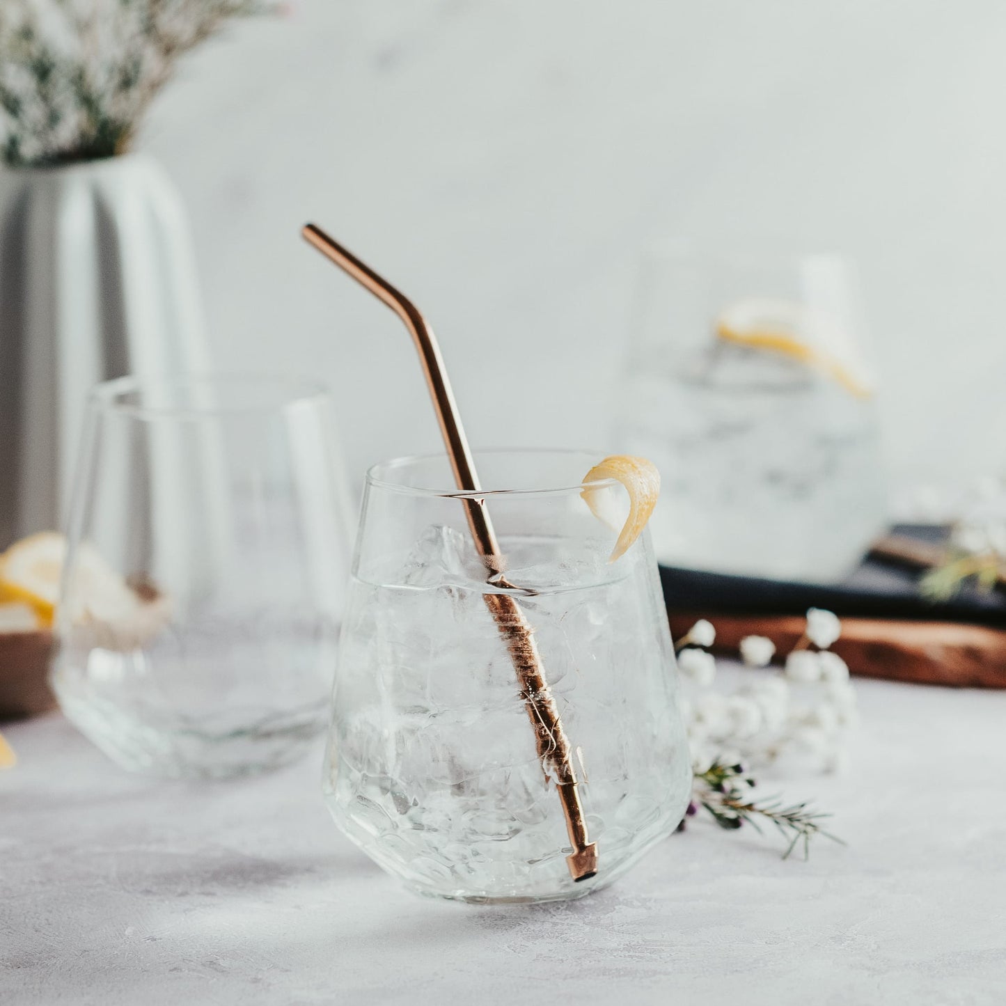 Libbey Hammered Base All Purpose Stemless Wine Glass, 17.75 ounce, Set of 8