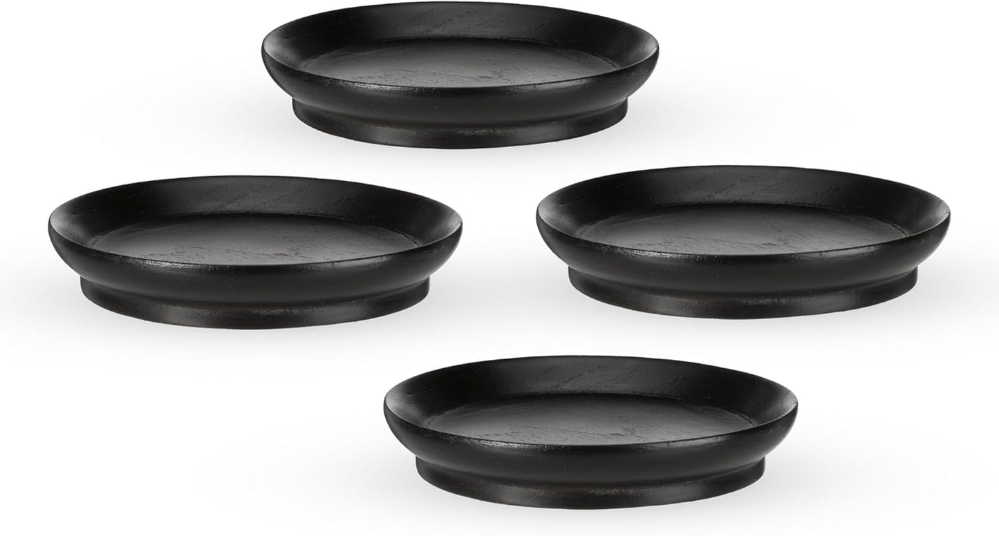 Twine Wooden Farmhouse Wine Glass Topper Appetizer Plates, Drink Cup Covers, Rustic Wine Glass Covers, Wine Accessories, Set of 4, Mahogany