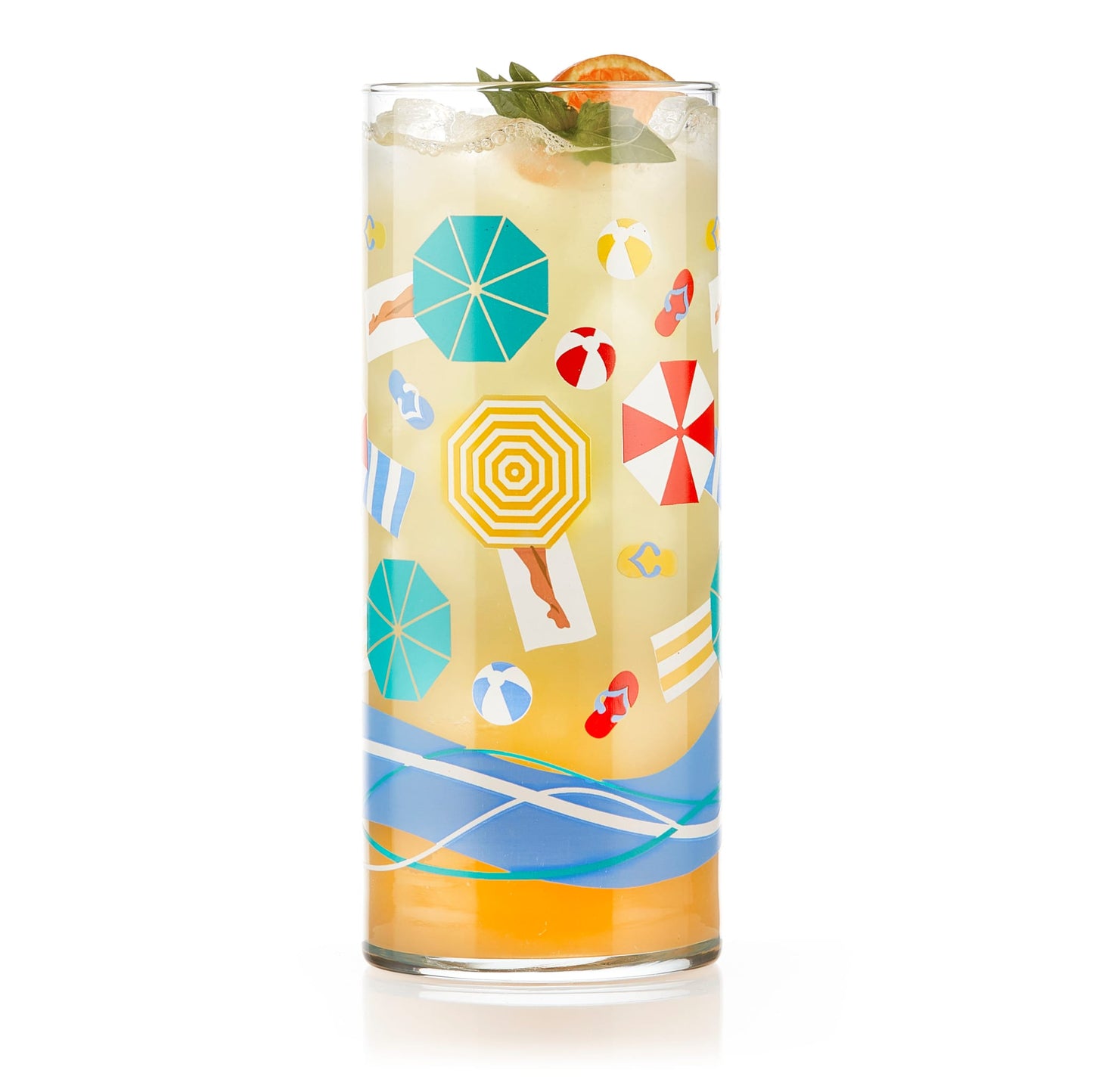 Libbey Vintage Beach Scene Cooler Glasses, 16 ounce, Set of 4