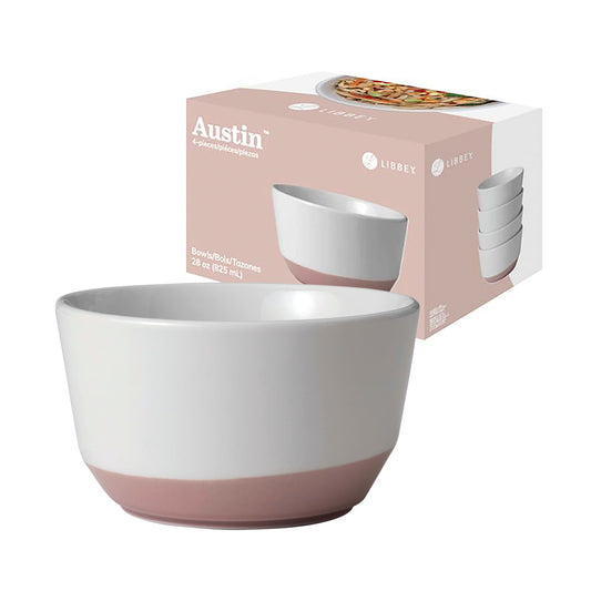 Libbey Austin 28 ounce Porcelain Soup Salad Bowl, Set of 4, White