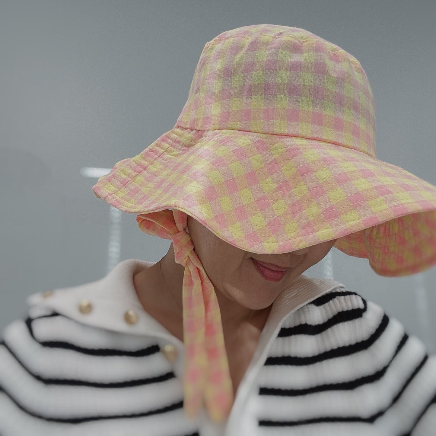 Color Palette Gingham Beach Hat