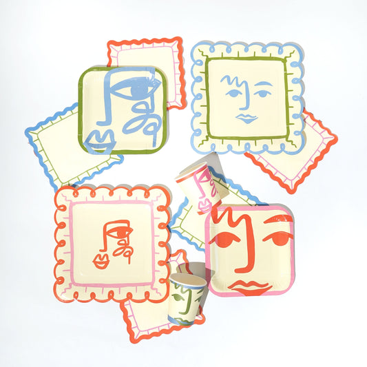 Face Party Cups (x 12) - Art Party Theme