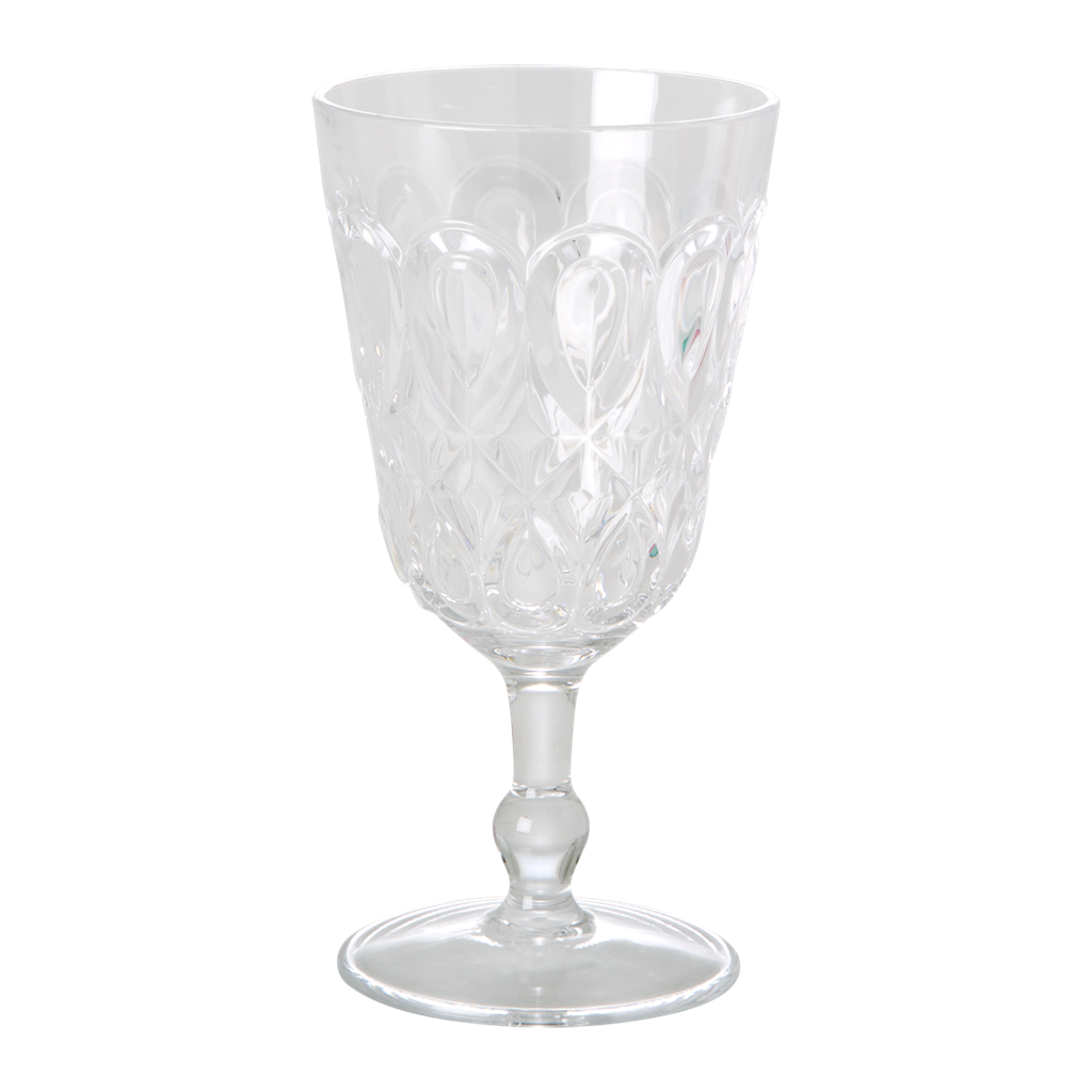Acrylic Wine Glass with Swirly Embossed Detail - Clear