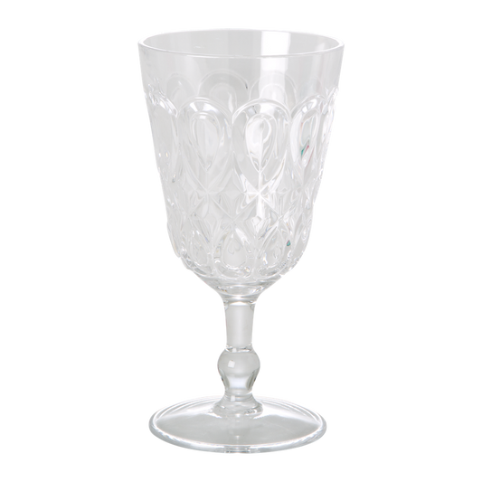 Acrylic Wine Glass with Swirly Embossed Detail - Clear