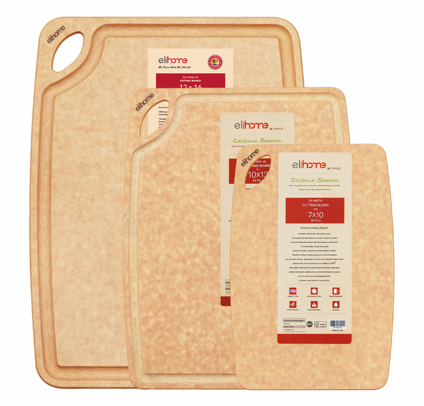 Classic Series 3 Piece Cutting Board Set(S+M+L)