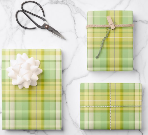 Rainbow Row Pastel Butter Yellow and Green Wrapping Paper