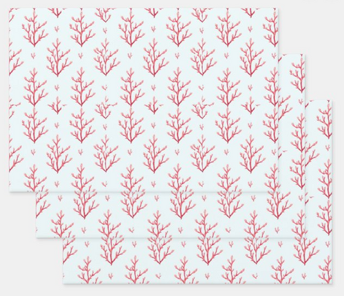 Rainbow Row Pastel Coral Pattern Wrapping Paper