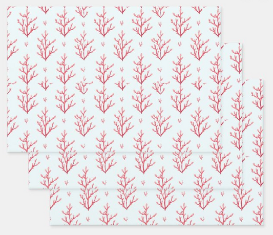 Rainbow Row Pastel Coral Pattern Wrapping Paper