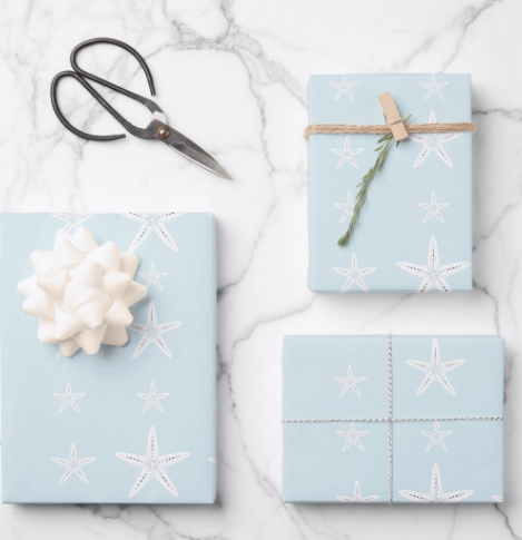 Rainbow Row Pastel Starfish Wrapping Paper