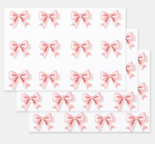 Rainbow Row Pretty Pink Bows Wrapping Paper