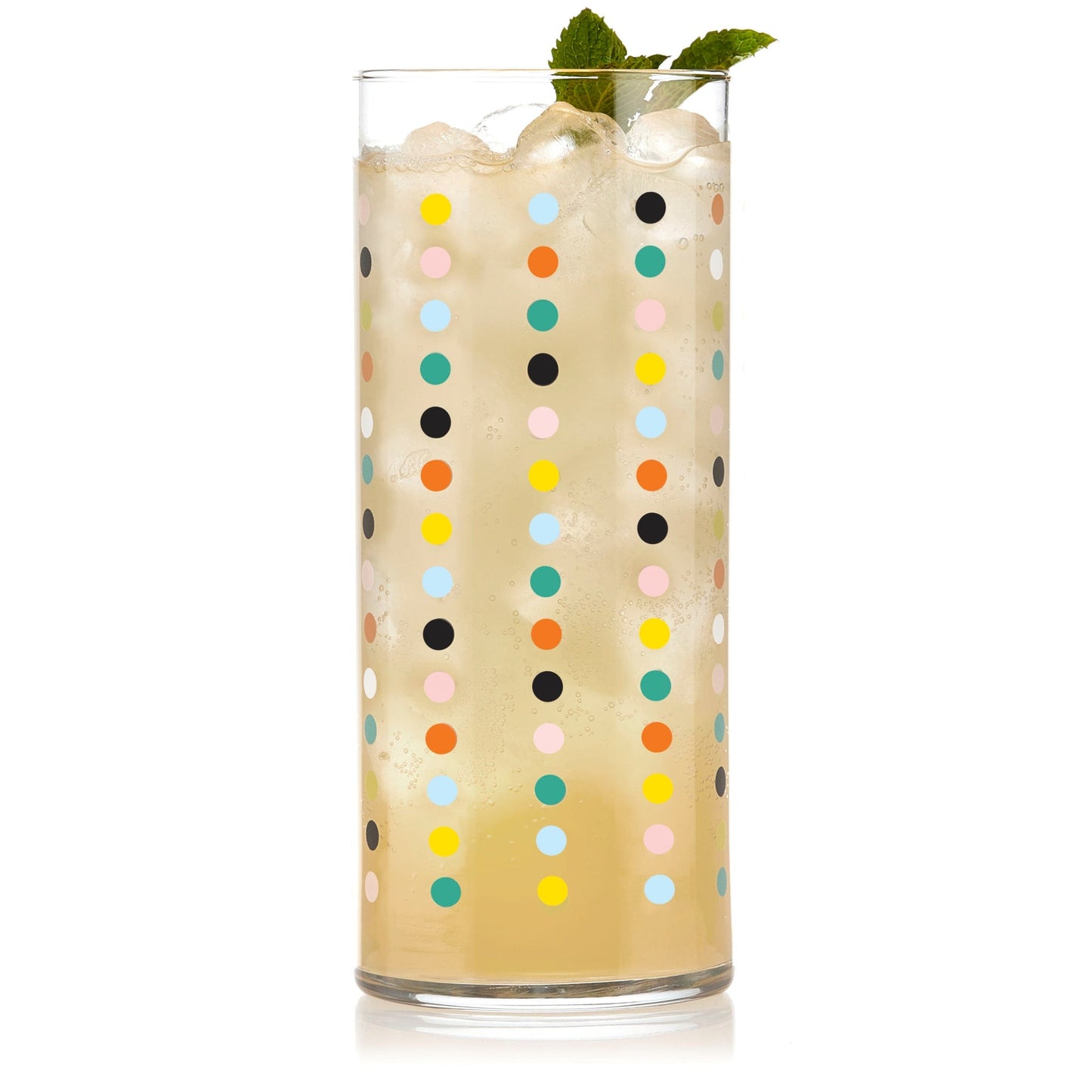 Libbey Vintage Flower Power Party Dots Cooler Glasses, 16 ounce, Set of 4