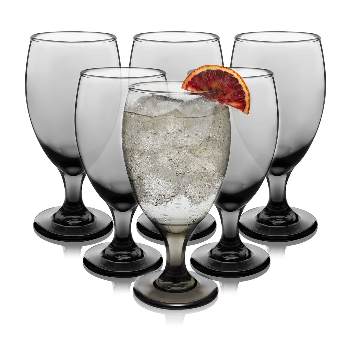 Libbey Classic Smoke Goblet Beverage Glasses, 16.25 ounce, Set of 6