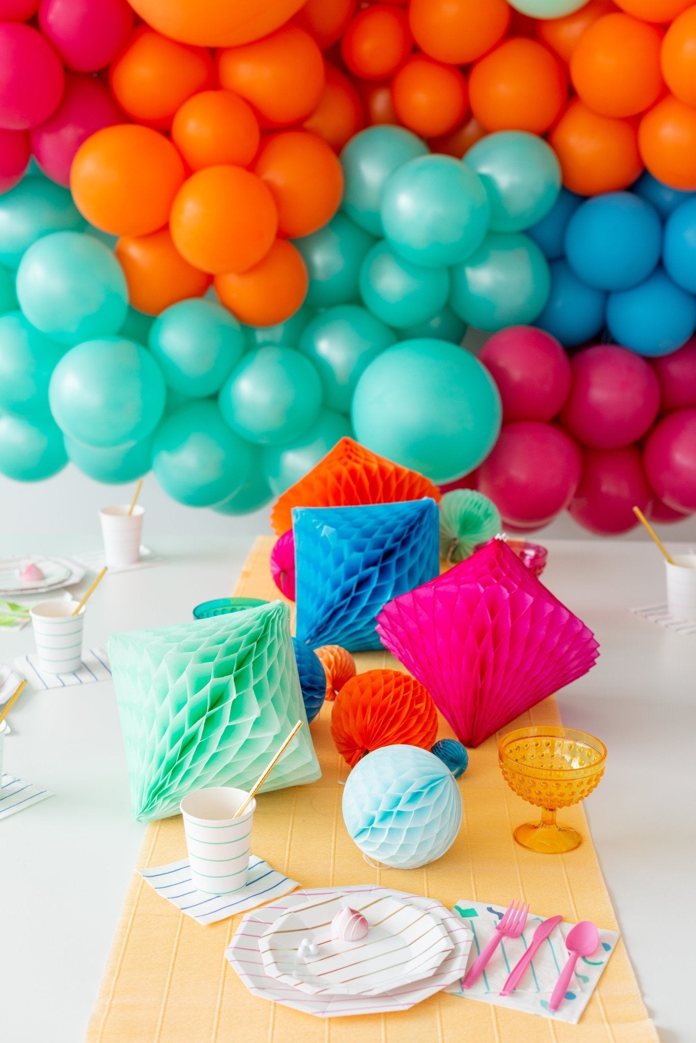 Aqua Green Striped Paper Plates