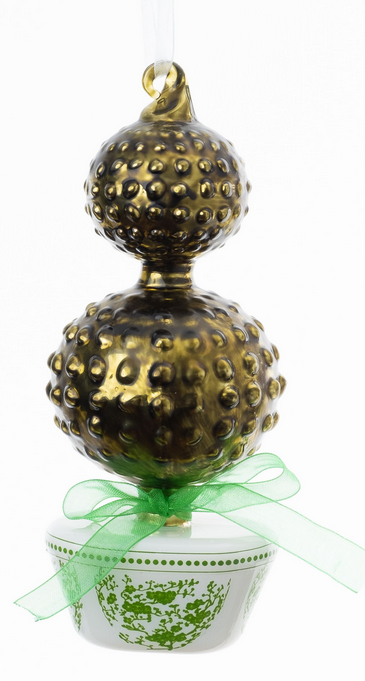 Green Bow Double Topiary Ornament