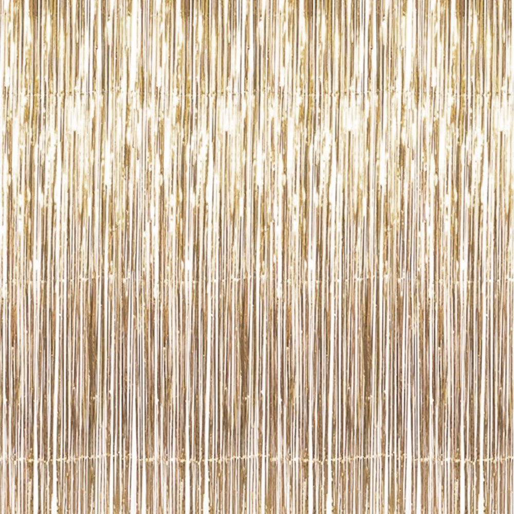 Champagne Gold Fringe Curtain Backdrop – Metallic Tinsel 6.5ft