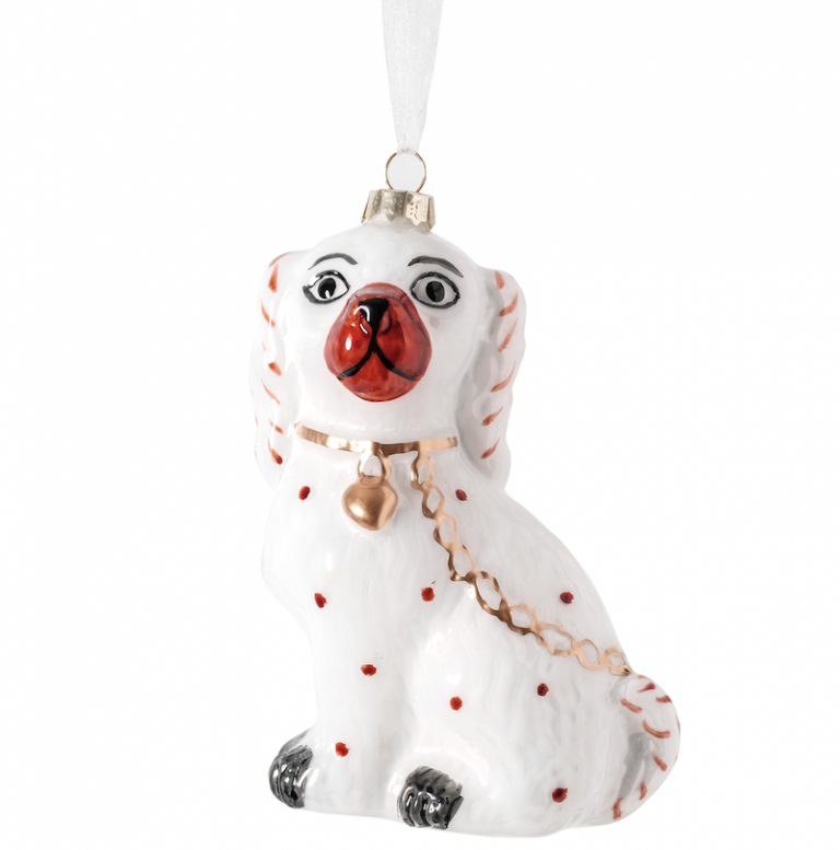 Ivory Staffordshire Dog Gift Topper