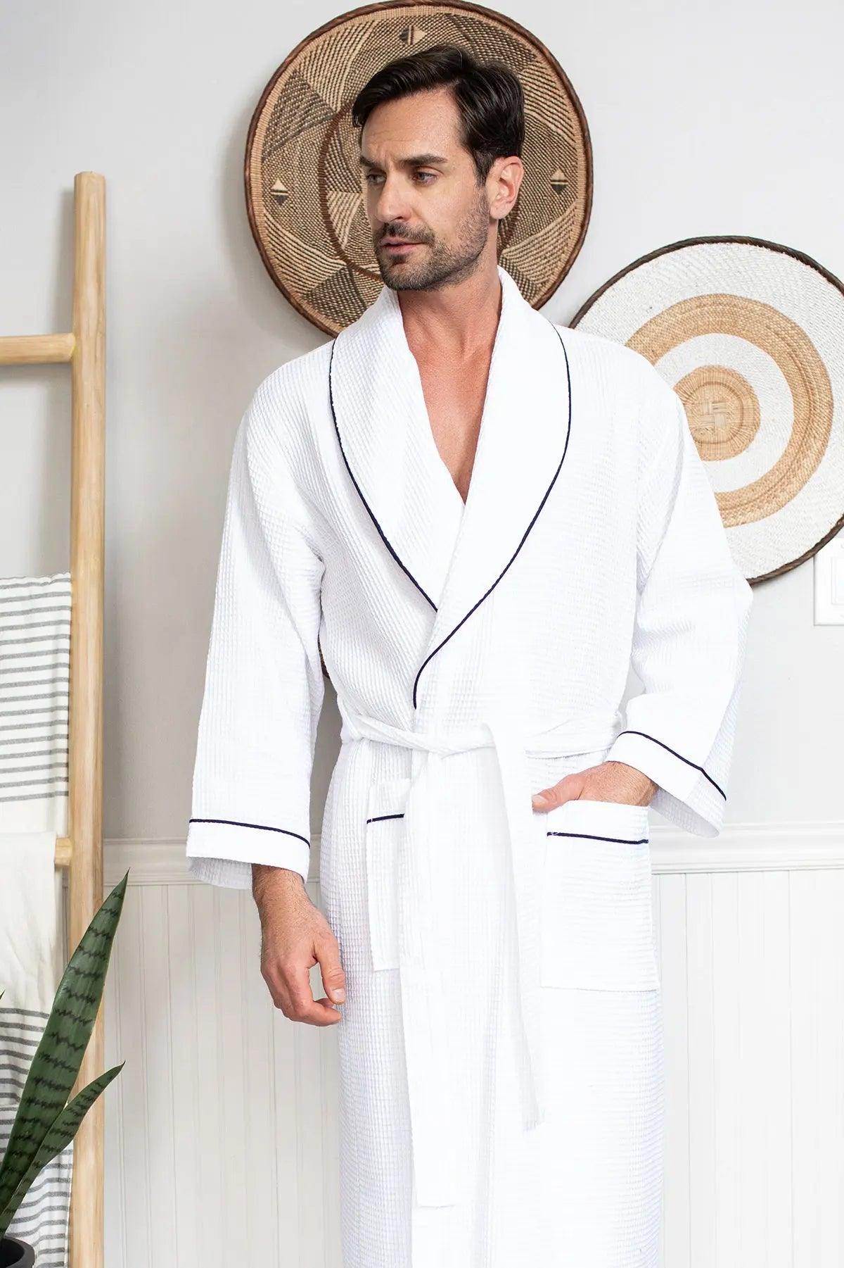 Premium Waffle Piping Robe for Men