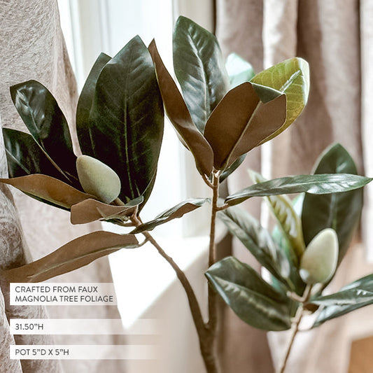 31 Inch Potted Faux Magnolia Tree