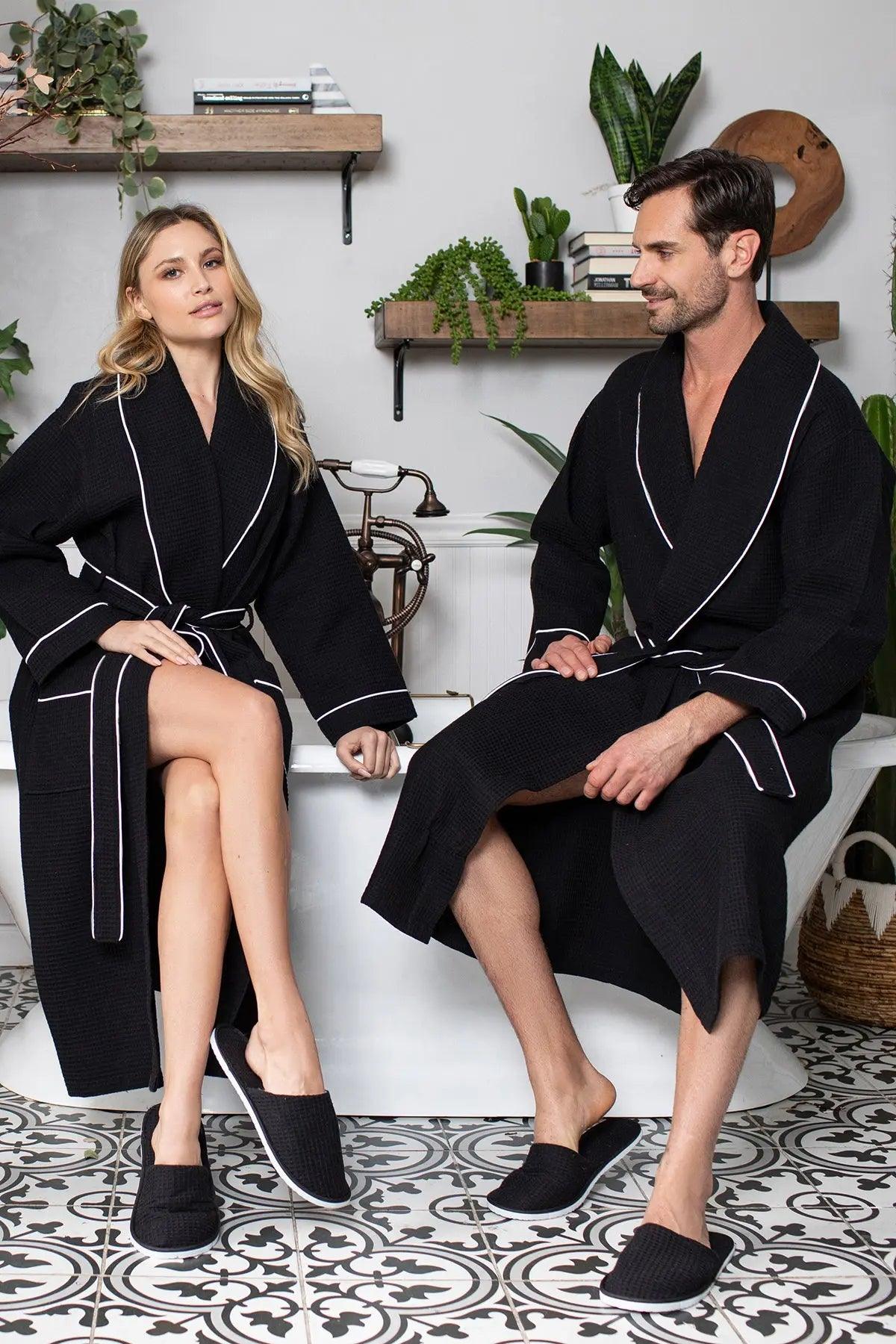 Premium Waffle Piping Robe for Men
