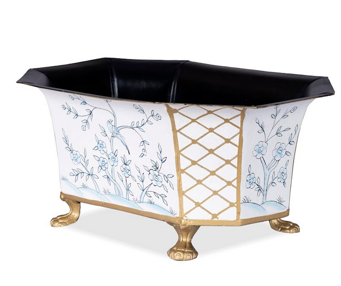 Ivory & Blue Octagon Planter