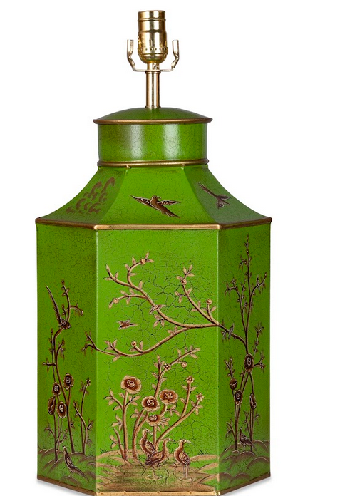 Moss Green & Gold Hexagon Lamp