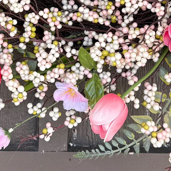 26 Inch Pink Blossom Wreath